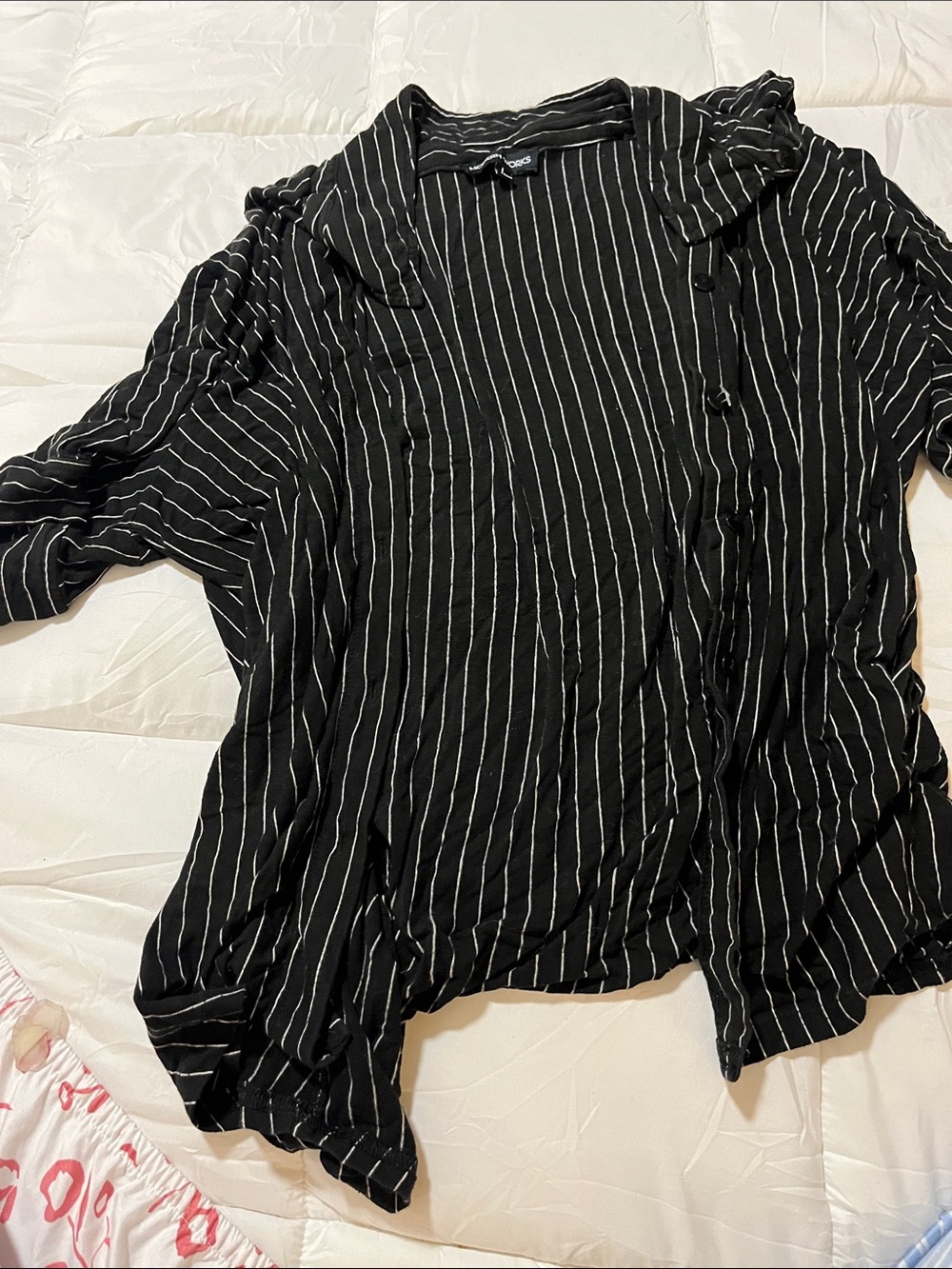 Black Striped Button-Front Women's Top - Classic Pinstripe